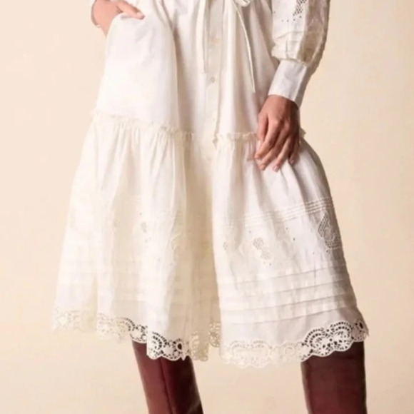 St. Roche Darcy Embroidered Shirtdress Milky NWT Regencycore Bridgerton French - Picture 3 of 7
